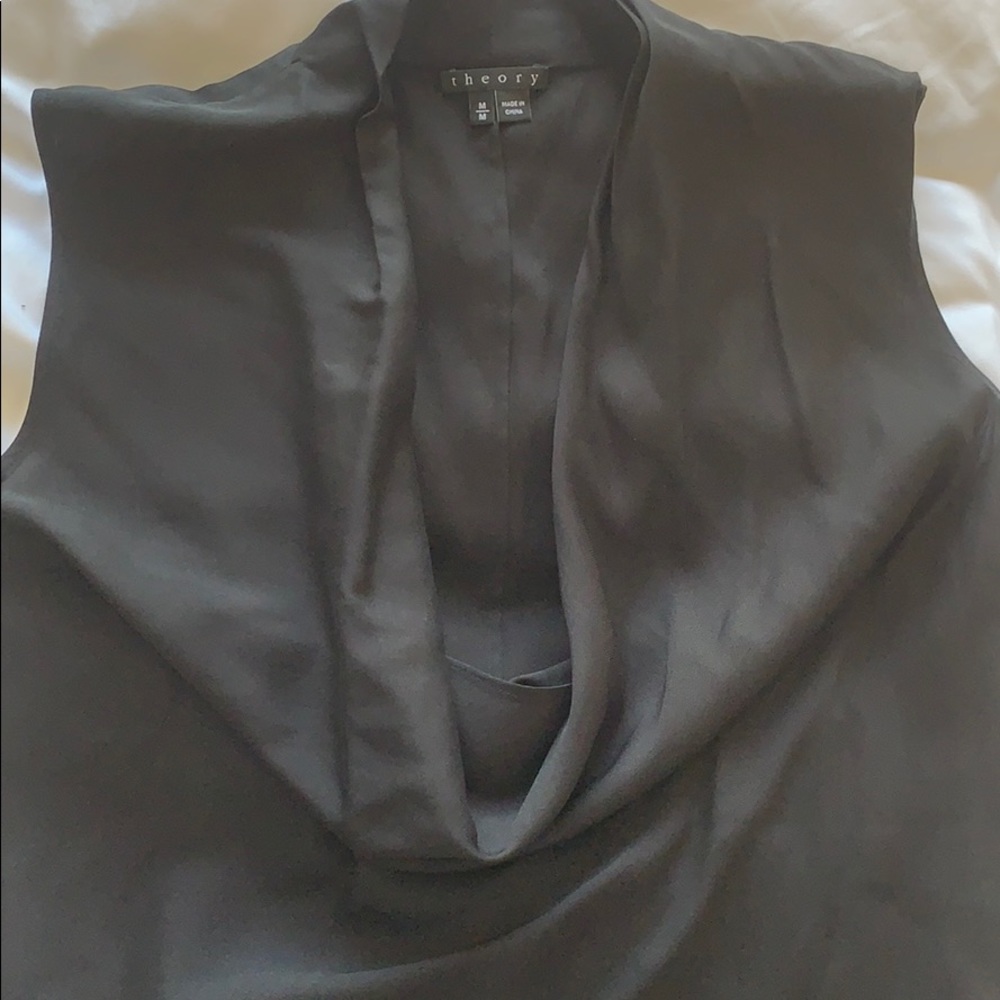 Theory Black Draped Open Front Size M - image 2